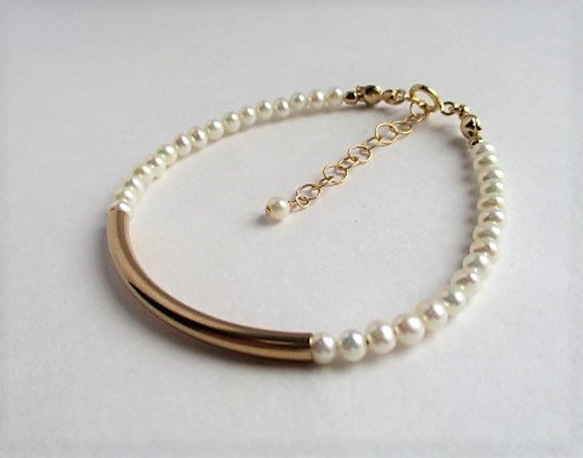 monotone×gold bracelet 14Kgf 第3張的照片