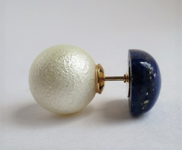 blue＆white 14Kgf/pierced earrings 第5張的照片
