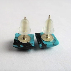 square turquoise 14Kgf/pierced earrings 第3張的照片