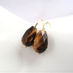 Tiger's eye pierced earrings 14Kgf 第1張的照片