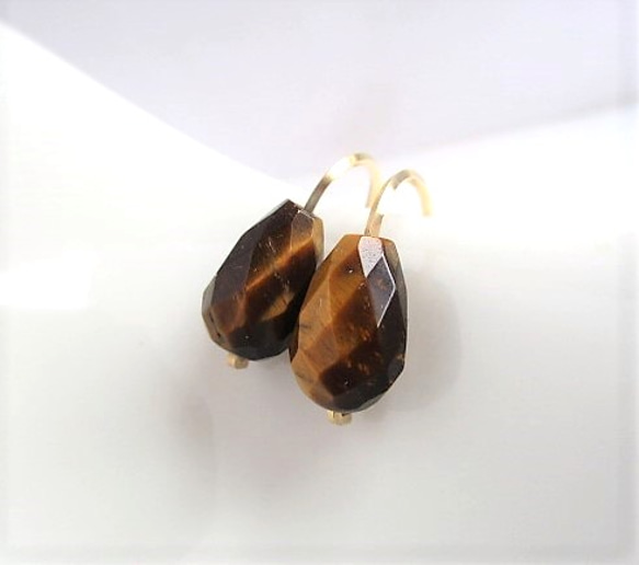 Tiger's eye pierced earrings 14Kgf 第1張的照片