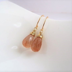 redhematite in quartz 14Kgf pierced earrings 第3張的照片