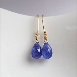 tanzanite pierced earrings 14Kgf 第3張的照片