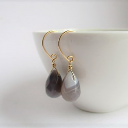 agate basic pierced earrings 14Kgf 第2張的照片