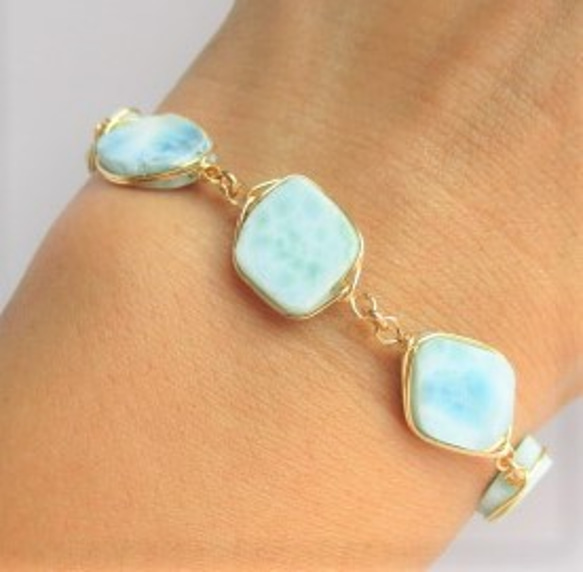 slice 14Kgf /bracelet（creamy blue） 第5張的照片