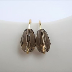 chocolate pierced earrings 14Kgf/smoky quartz 第3張的照片