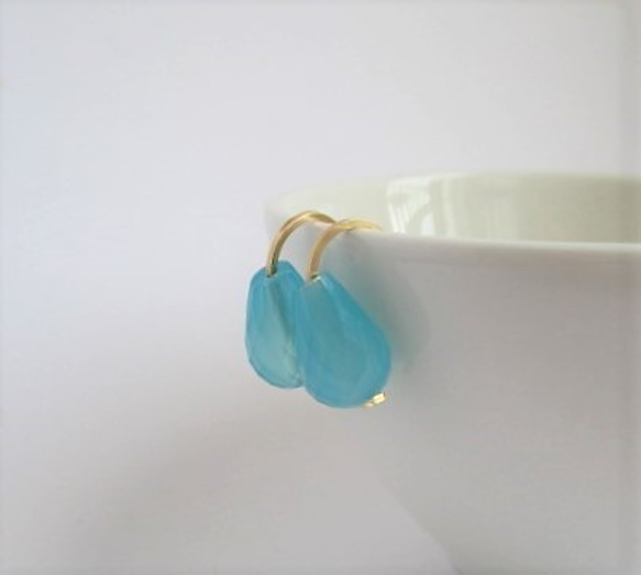 seablue pierced earrings 14Kgf 第3張的照片