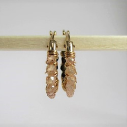 14Kgf hoop pierced earrings with zircon＆obsidian 第2張的照片