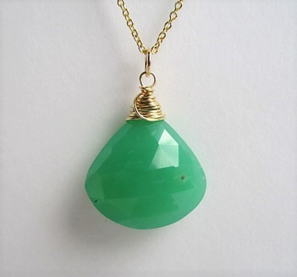 Chrysoprase長項鍊14Kgf 第3張的照片