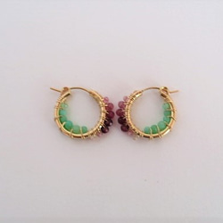 14Kgf hoop pierced earrings / spring flour 第2張的照片