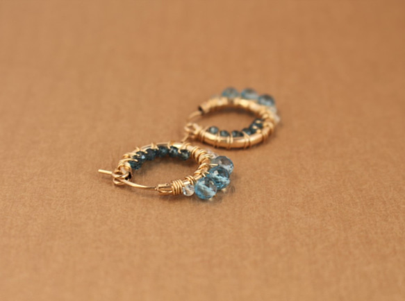 14Kgf hoop pierced earrings / topaz 第1張的照片