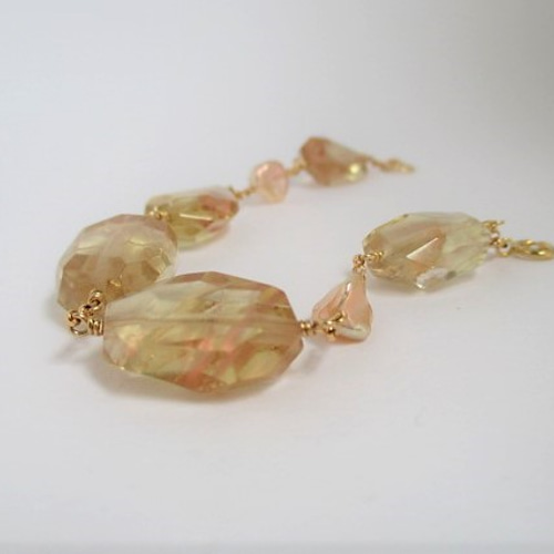 ℕ 14kgfオレゴンサンストーンブレスレット ℕ 14kgfオレゴンサンストーンブレスレット トップクオリティ