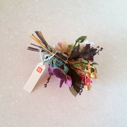 ライトブルーレースリボンの小花コサージュ（手染）87-124 3枚目の画像