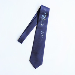 　誕生花ネクタイ「8月　ひまわり」　京都・西陣織　手描き　螺鈿　ポストカード付き 2枚目の画像