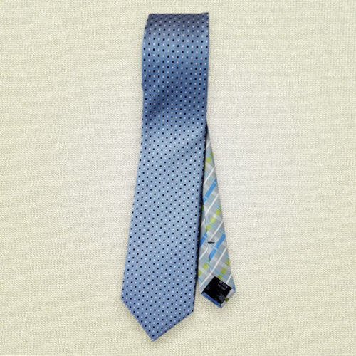 水玉とチェック柄のネクタイ ブルー ネクタイ・蝶ネクタイ TAIITI