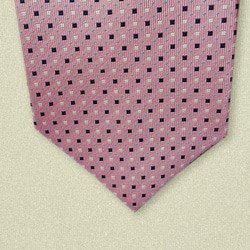 水玉とチェック柄のネクタイ　ピンク 5枚目の画像