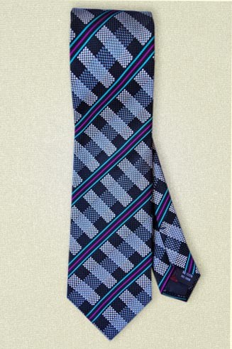 ストライプチェックネクタイ　グリーン