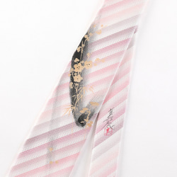 西陣織ネクタイ　手描き　『梅』　ピンクストライプ 3枚目の画像