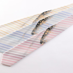 西陣織ネクタイ　手描き　『梅』　ピンクストライプ 5枚目の画像