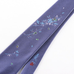 　さくらネクタイ　ブルー　京都・西陣織　手描き　螺鈿　シルク 4枚目の画像
