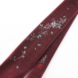 　さくらネクタイ　ボルドー　京都・西陣織　手描き　螺鈿　シルク 4枚目の画像