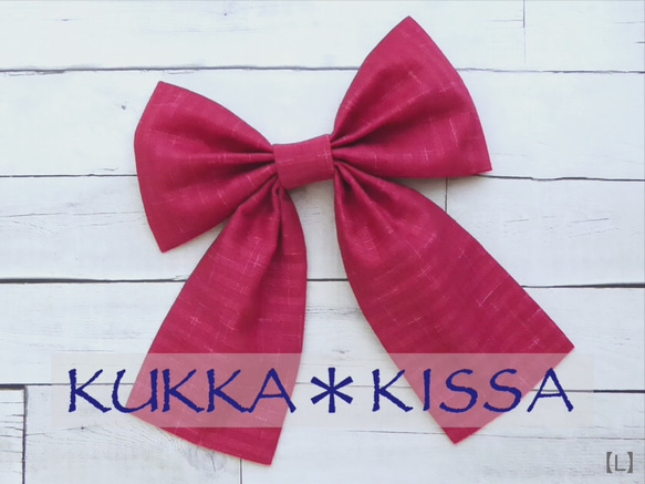 はいからさんリボン【L】十字絣の変わり織 (赤) 2枚目の画像