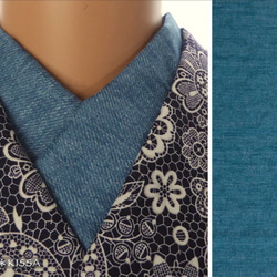 洗える半襟 デニム風柄のガーゼ (マリーン／綿) 1枚目の画像