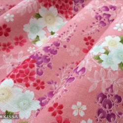 洗える半襟 桜と藤の花 (ピンク／綿) 2枚目の画像