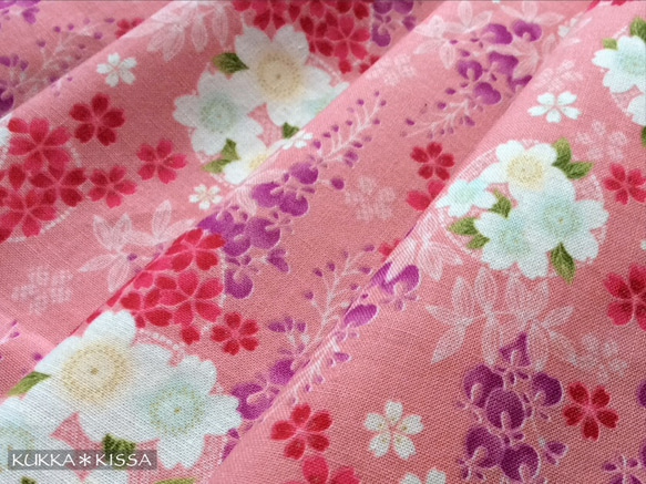 洗える半襟 桜と藤の花 (ピンク／綿) 2枚目の画像