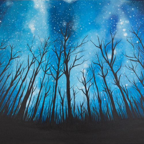 【爆売り！】 オリジナル画 wood on Acrylic 夜空, 絵画 4835493 通販 MOET コレクション