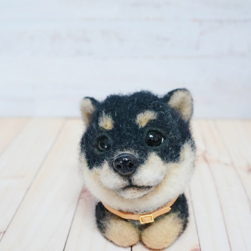 優美突毛】ウールフェルト立体黒柴犬赤ちゃん 羊毛フェルト G.H