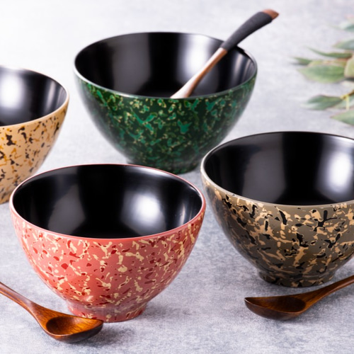 津軽塗 カフェボウルセット 木製 カラータイプ グレー お椀・ボウル