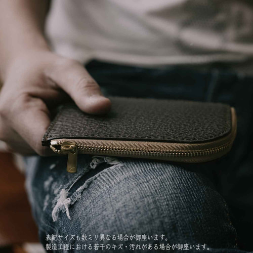 シャークスキン サメ革 栃木レザー エルファスナー Lファスナー さいふ