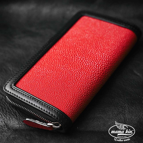 ラウンドファスナー長財布/ジッパー/エイ革/牛革/スティングレイ  