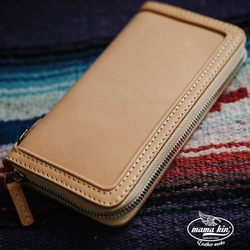栃木レザー - お姫様❤shoulder✿Premium Natural smartcase 長財布 栃木レザー L字ファスナー スキミング防止 本革 牛革