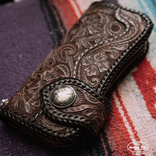 長財布 ヌメ革 メンズ財布 ライダースウォレット バイカーズウォレット  