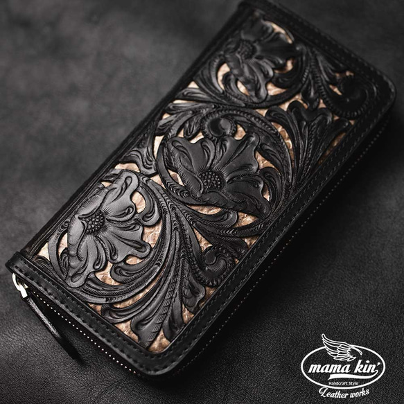 カービング/ライダースウォレット/レザーウォレット/サドルレザー/ヌメ  