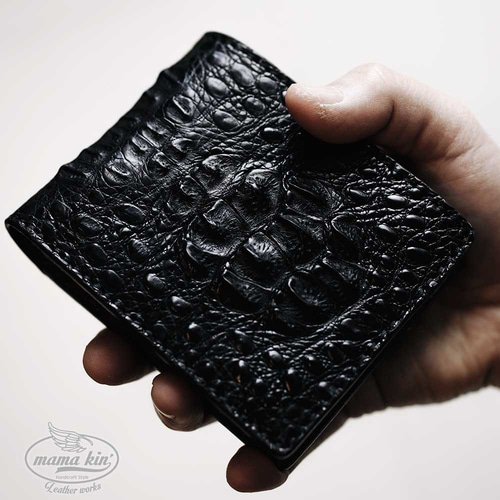 ワニ革/カイマンワニ/栃木レザー/ヌメ革/サドルレザー/牛革/二つ折り  