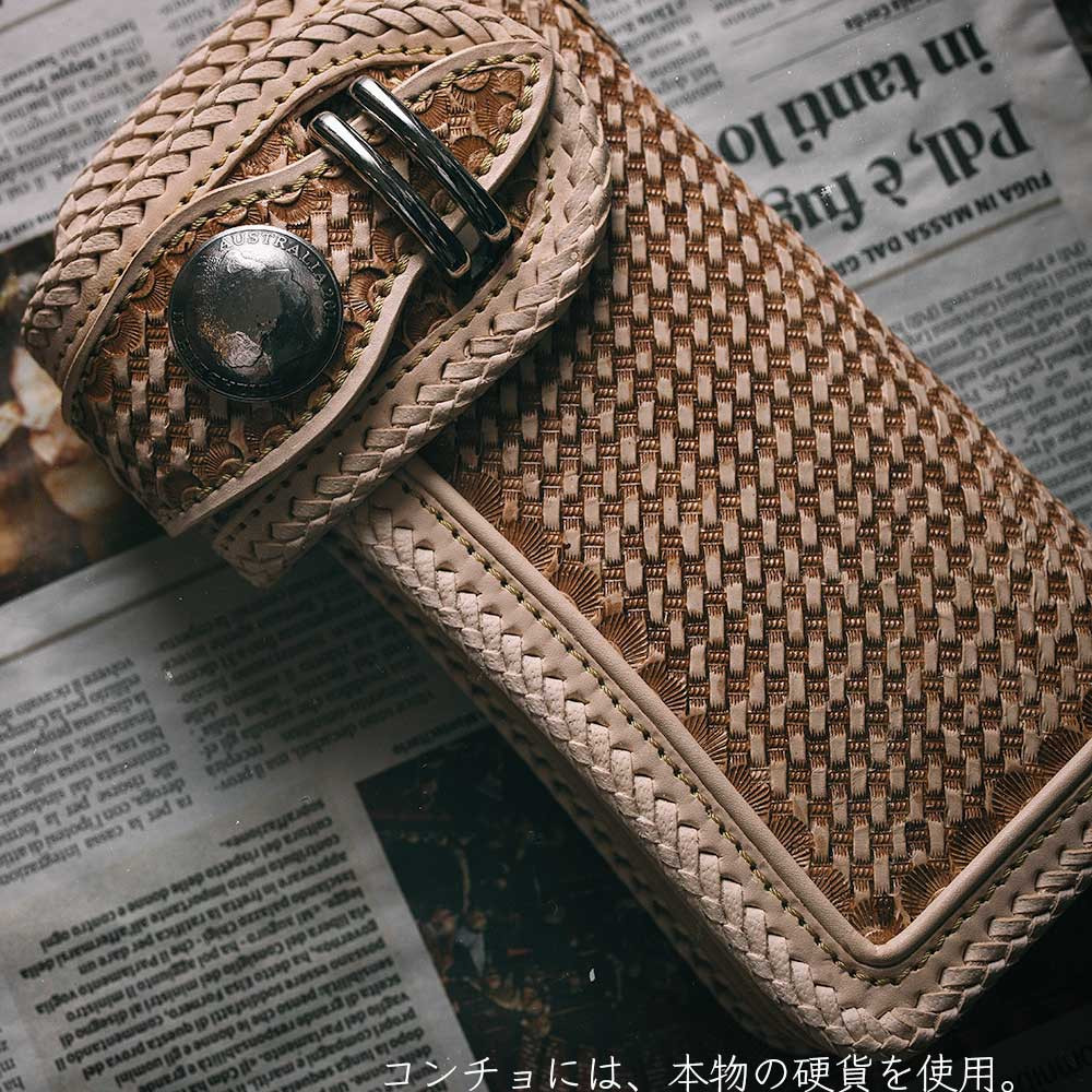 カービングウォレット/サドルレザー/ヌメ革/ライダースウォレット/バイカーズ/009cv84nl04