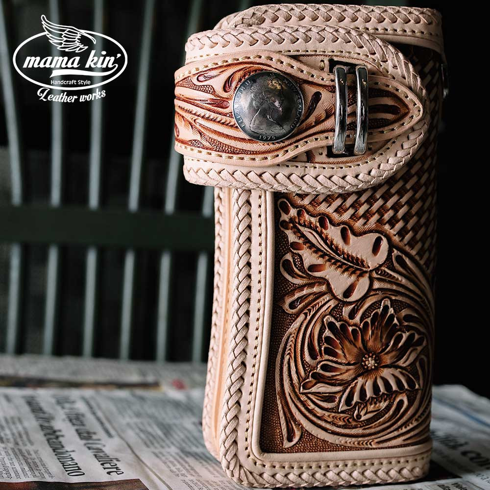 カービングウォレット/サドルレザー/ヌメ革/ライダースウォレット/バイカーズ/009cv84nl03