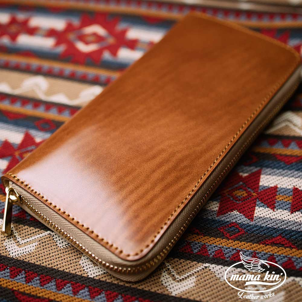 コードバン/ラウンドファスナー長財布/レザーウォレット/牛革/ジッパー／馬革/rf110cdv46rb