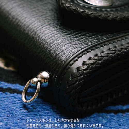 mama kin シャークスキン ライダースウォレット ロングウォレット 長財布 シャークスキン 長財布 メンズ財布 ライダースウォレット バイカーズ