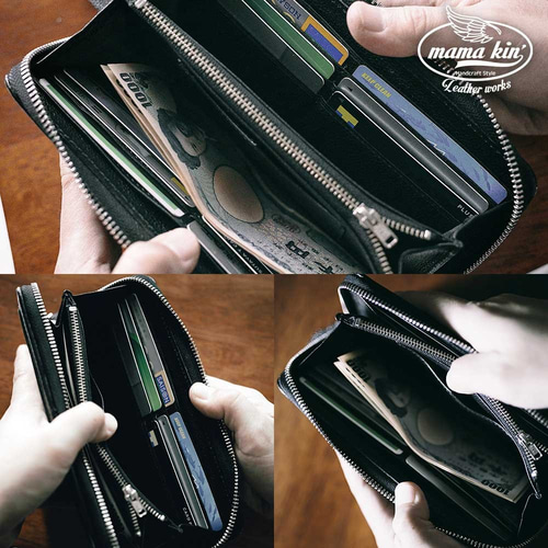 ラウンドファスナー長財布/ジッパー/エイ革/牛革/スティングレイ