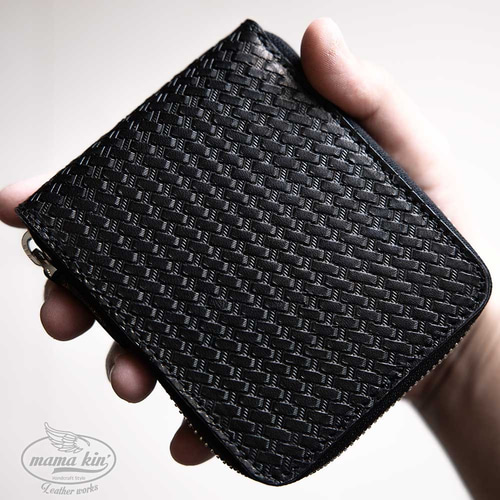 レザーカービング ミニトラッカーウォレット ブラック/サドルレザー レザーカービング ミニトラッカーウォレット ブラック/サドル