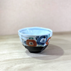 黒陶染付椿絵ご飯茶碗 3枚目の画像