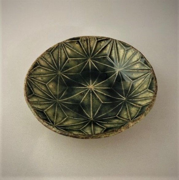 ビードロ釉麻の葉紋　豆皿 2枚目の画像
