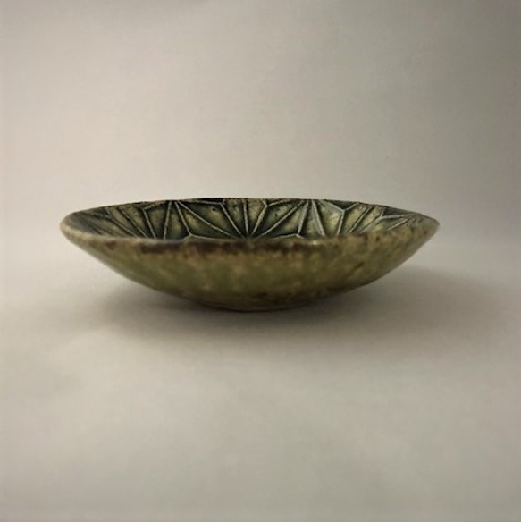 ビードロ釉麻の葉紋　豆皿 3枚目の画像