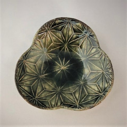 ビードロ釉　麻の葉紋　山椒型小鉢 2枚目の画像