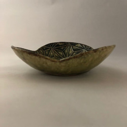ビードロ釉　麻の葉紋　山椒型小鉢 3枚目の画像