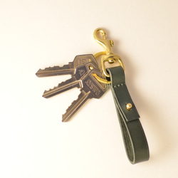 <就鑰你好好的> 皮革鑰匙圈  墨綠色 第3張的照片